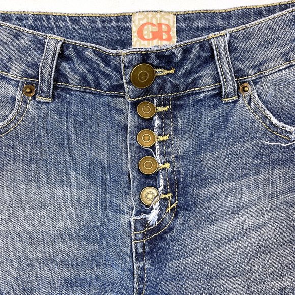 GB High Waist Raw hem Button Fly Stretchy Shorts - Picture 4 of 8